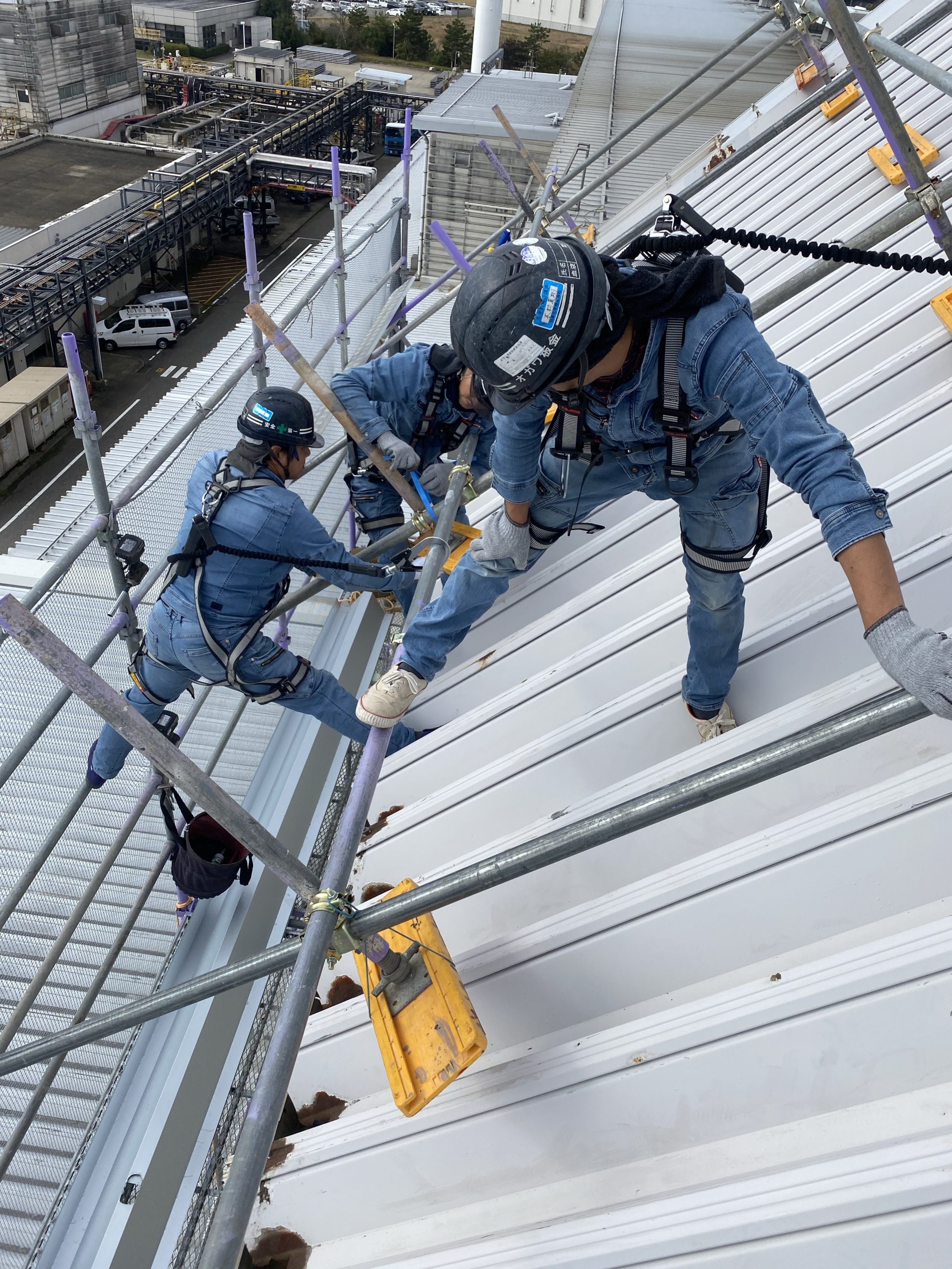 急勾配屋根作業
